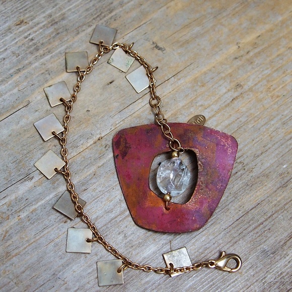 Bijou Jewelry - Patina Copper MOD Glass Bead Charm Bracelet